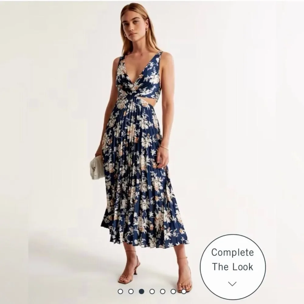 ABERCROMBIE & FITCH Floral Maxi Dress — Navy Blue Floral | S